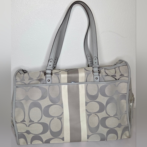 Vintage Coach Gray Signature Double Zip Baby Bag - Picture 2 of 12